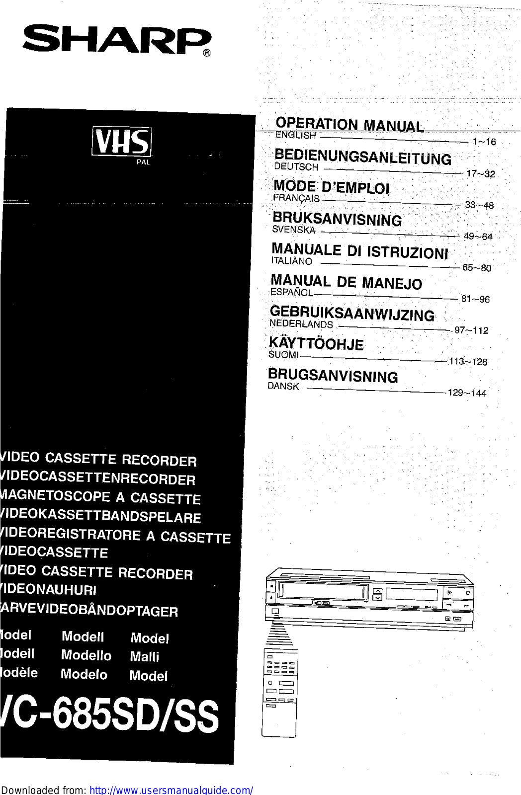 SHARP VC-685SD/SS User Manual