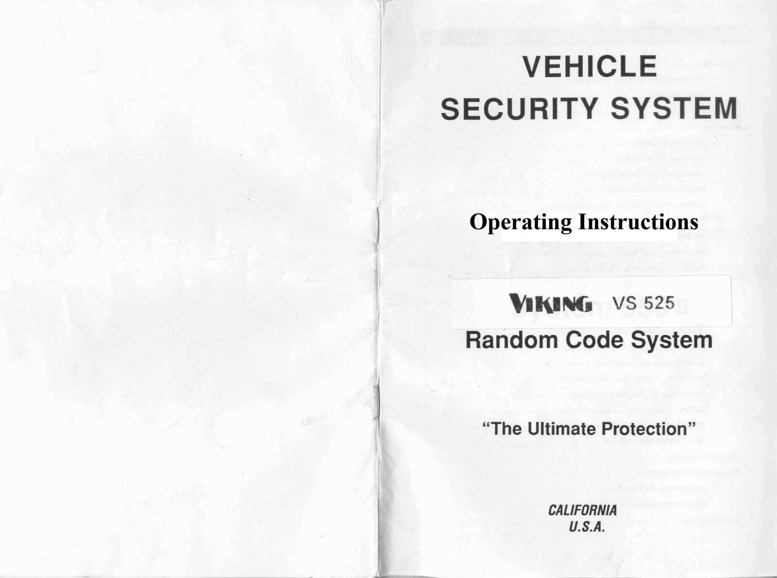 Viking VS 525 Operating Instructions Manual