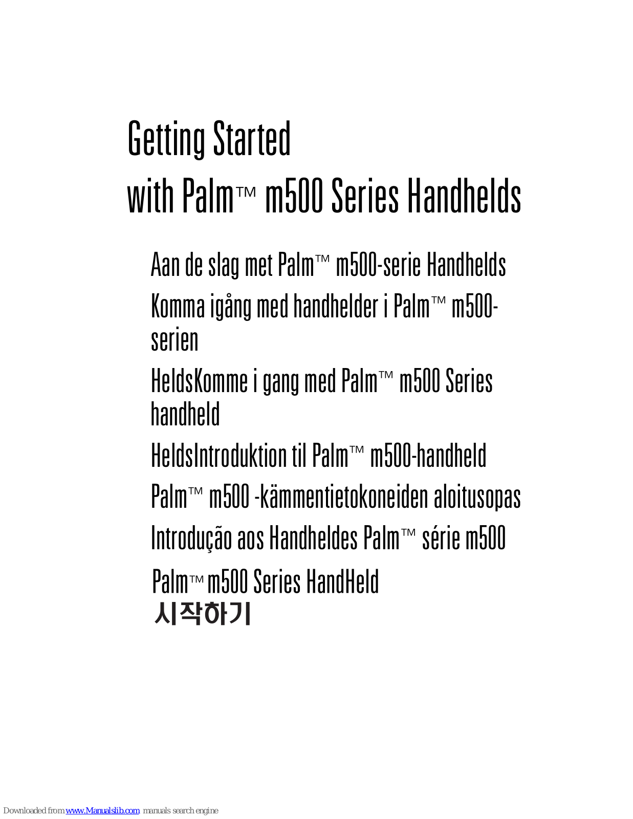 Palm Handhelds m500 Getting Started