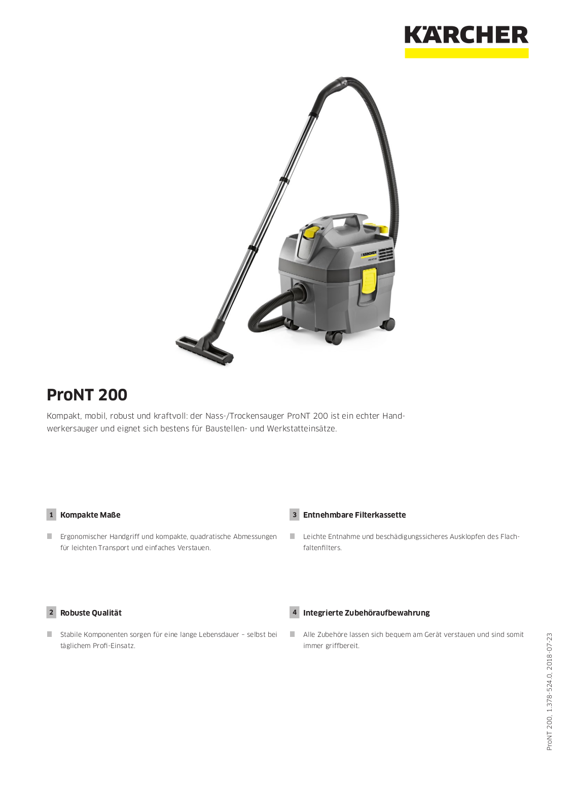 Kärcher ProNT 200 Technical data