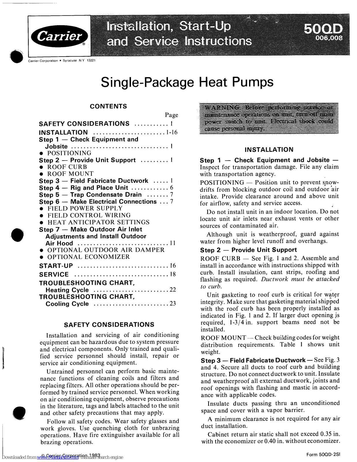 Carrier 50QD Installation, Start-up And Service Instructions Manual - ManualMachine.com