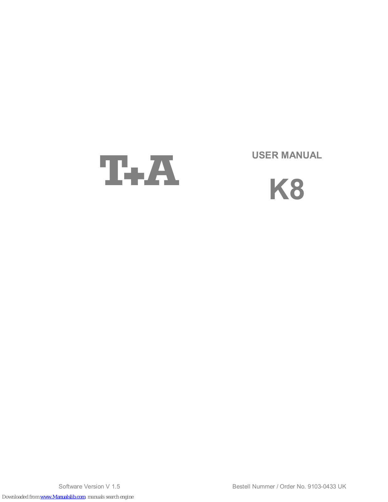 T+A Elektroakustik K8 User Manual