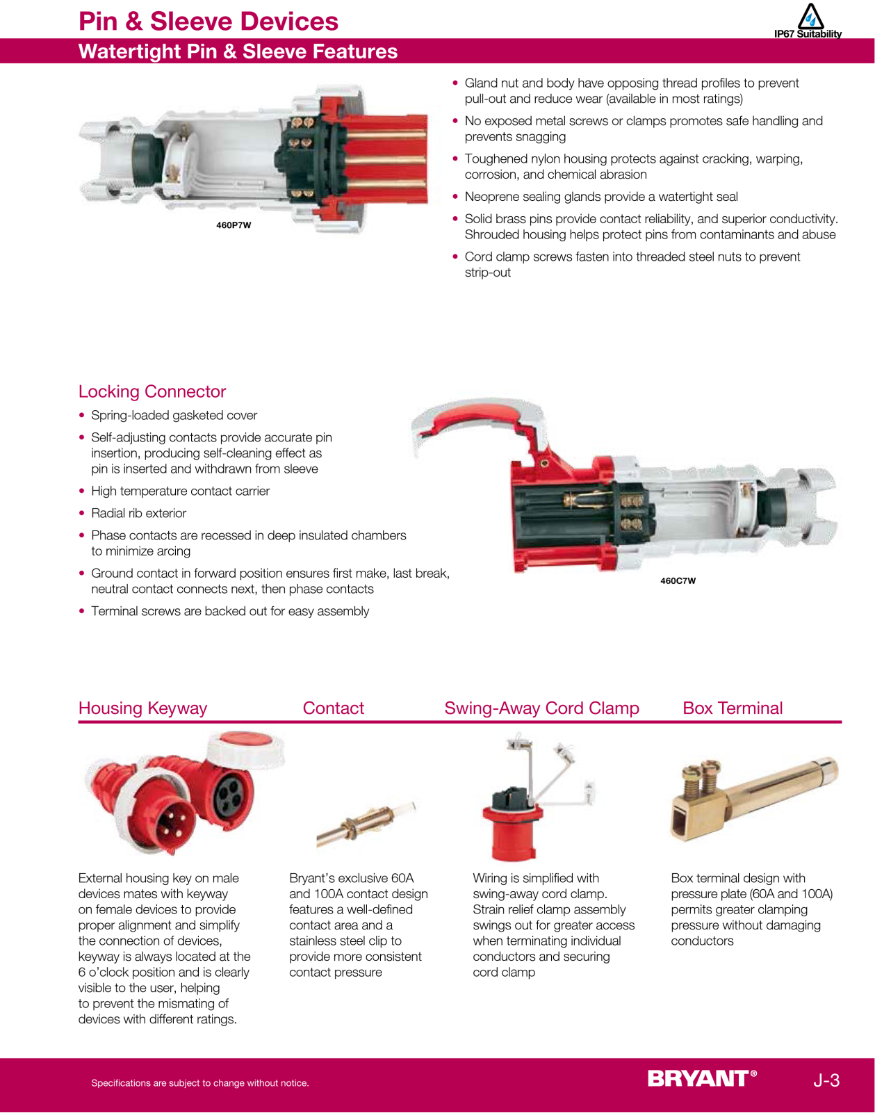 Bryant Electric pin devices, sleeve devices General Product Line Information