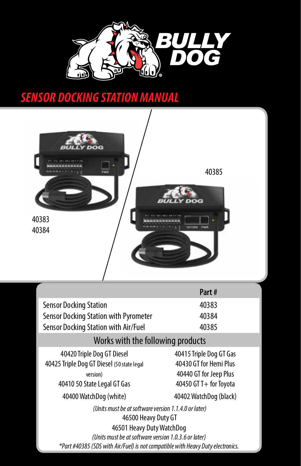 Bully Dog Sensor Docking Station User Manual