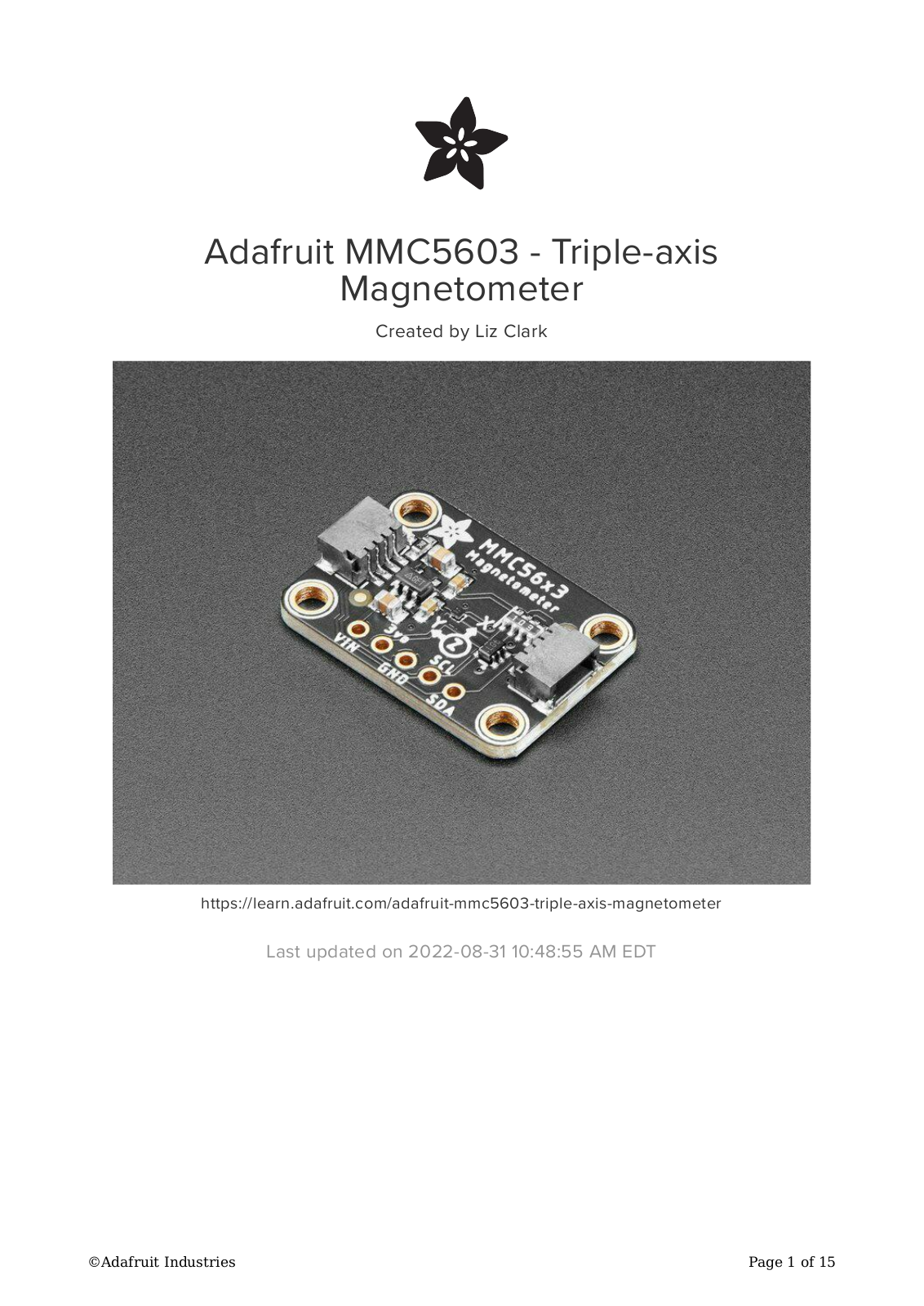 Adafruit MMC5603 User Guide - ManualMachine.com