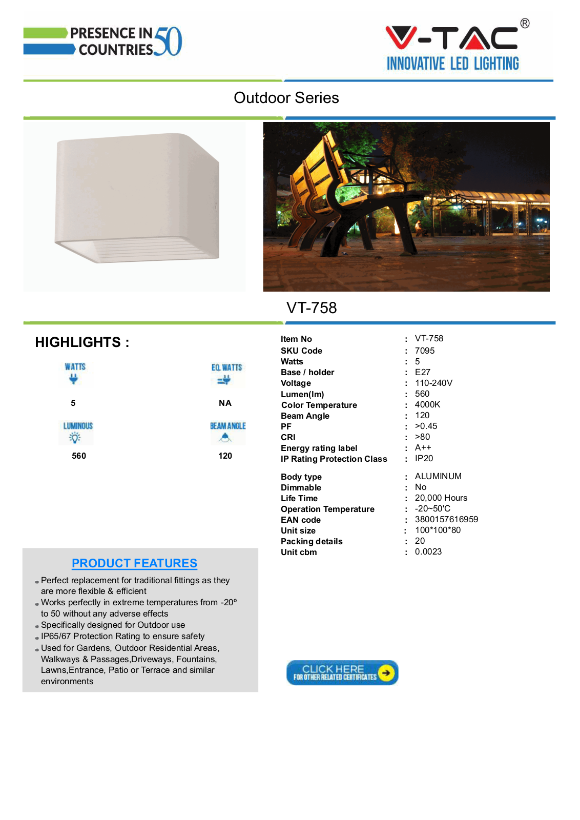 V-TAC VT-7095 Datasheet - ManualMachine.com