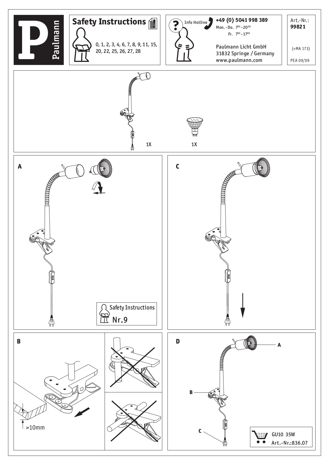 Paulmann 99821 Safety instructions - ManualMachine.com