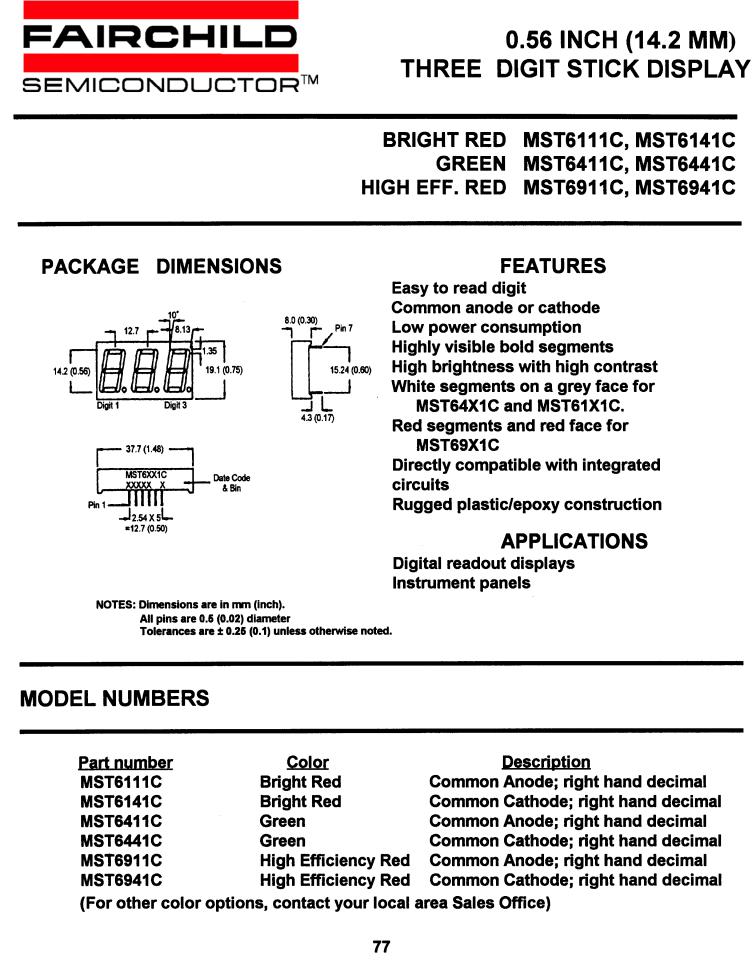 Fairchild Semiconductor MST6441C, MST6111C, MST6141C, MST6911C, MST6941C Datasheet