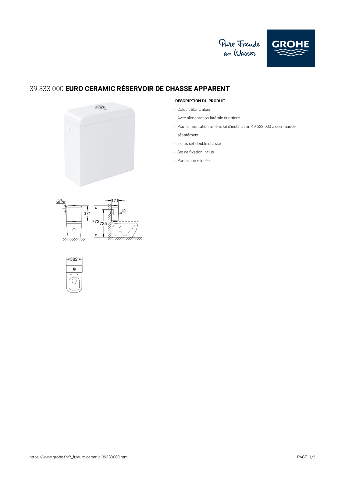 Grohe 39333000 Specification - ManualMachine.com