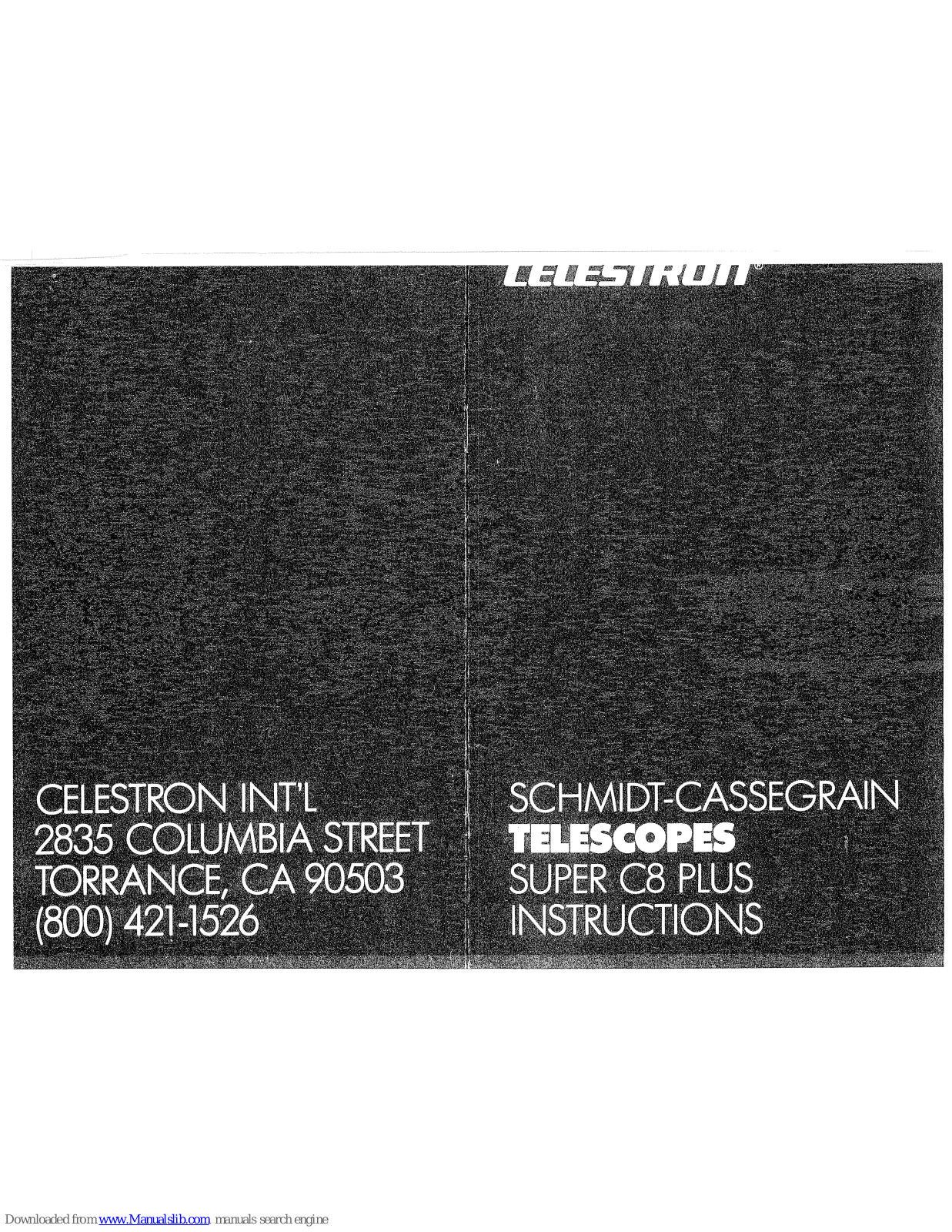 Celestron Super C8 Plus Instructions Manual - ManualMachine.com
