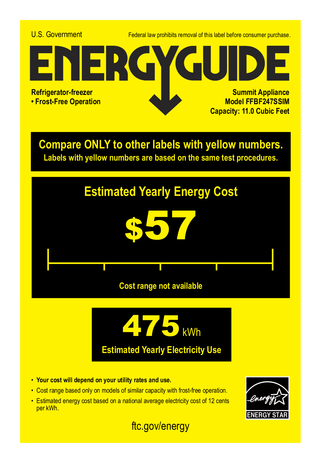 Summit FFBF247SSIM Energy manual