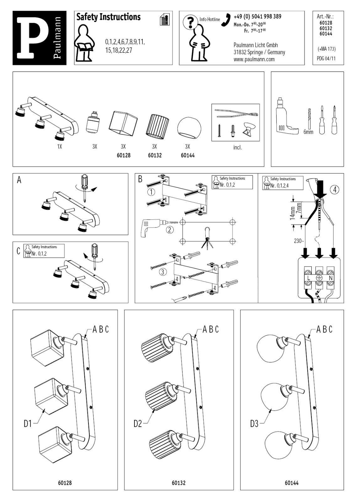 Paulmann 60144, 60128 Installation manual - ManualMachine.com