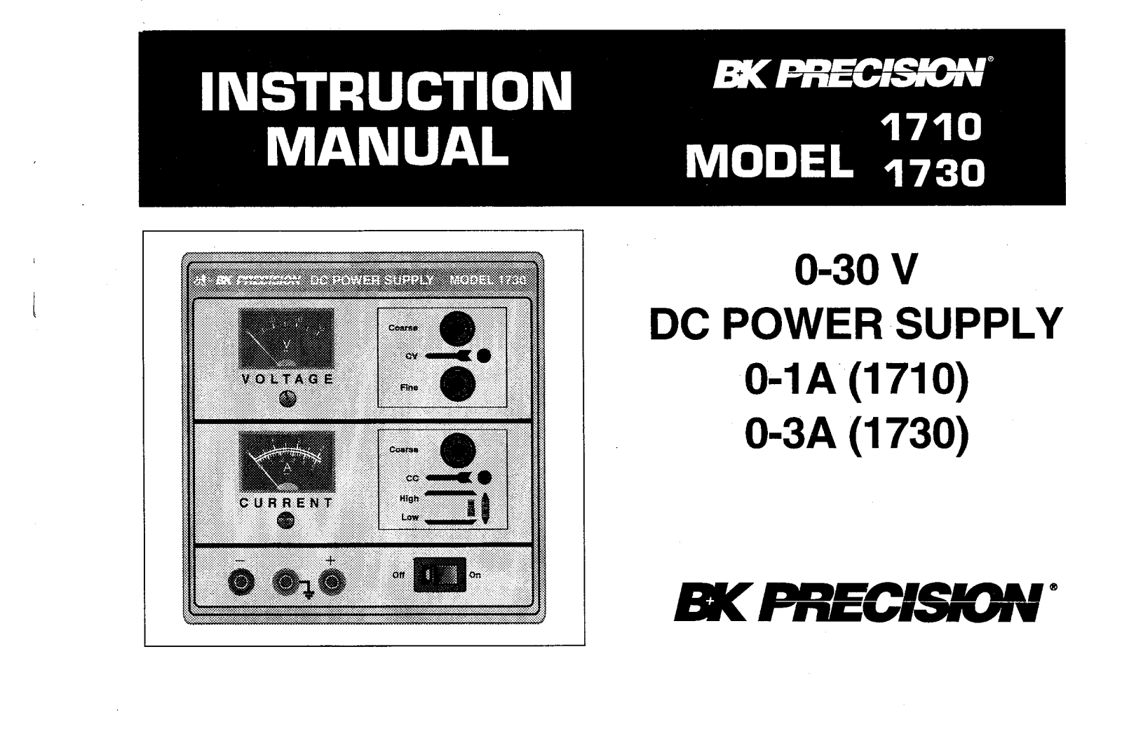 BK Precision 1730, 1710 User Manual