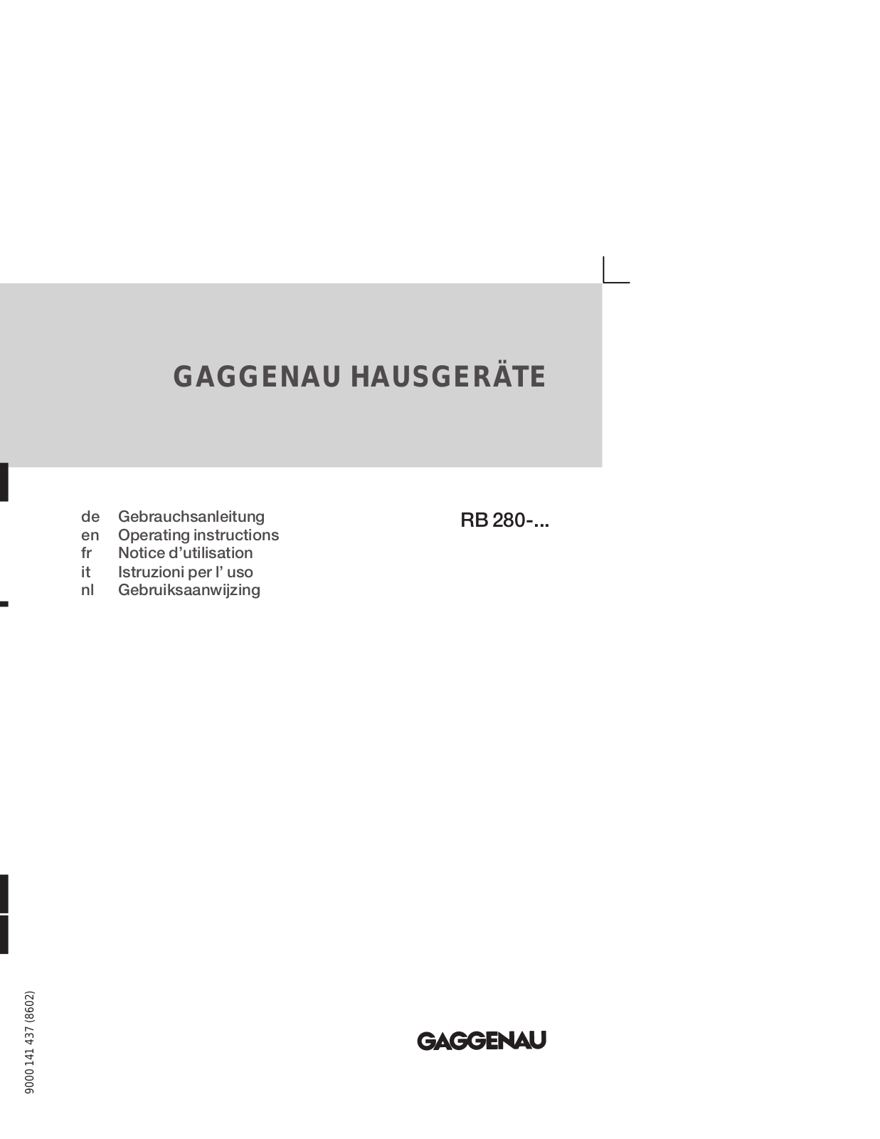 GAGGENAU RB280200 User Manual