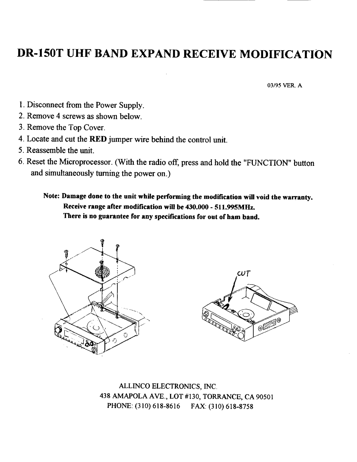 Alinco DR-150T ERX Service Manual