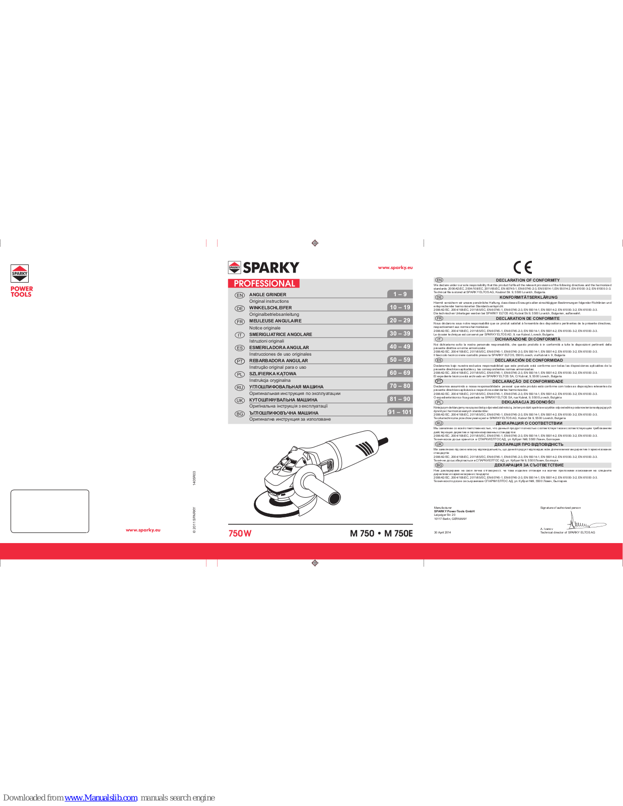 Sparky Group M 750, M 750E Original Instructions Manual