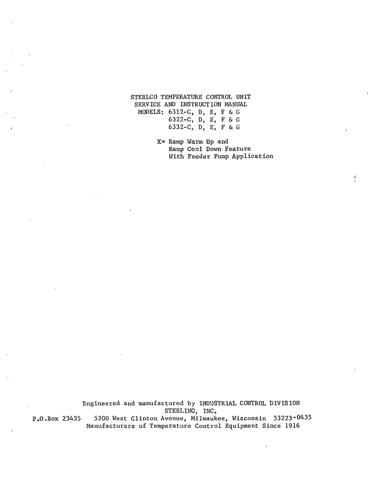 Sterling 6322-C, 6332-C, 6312-C User Manual