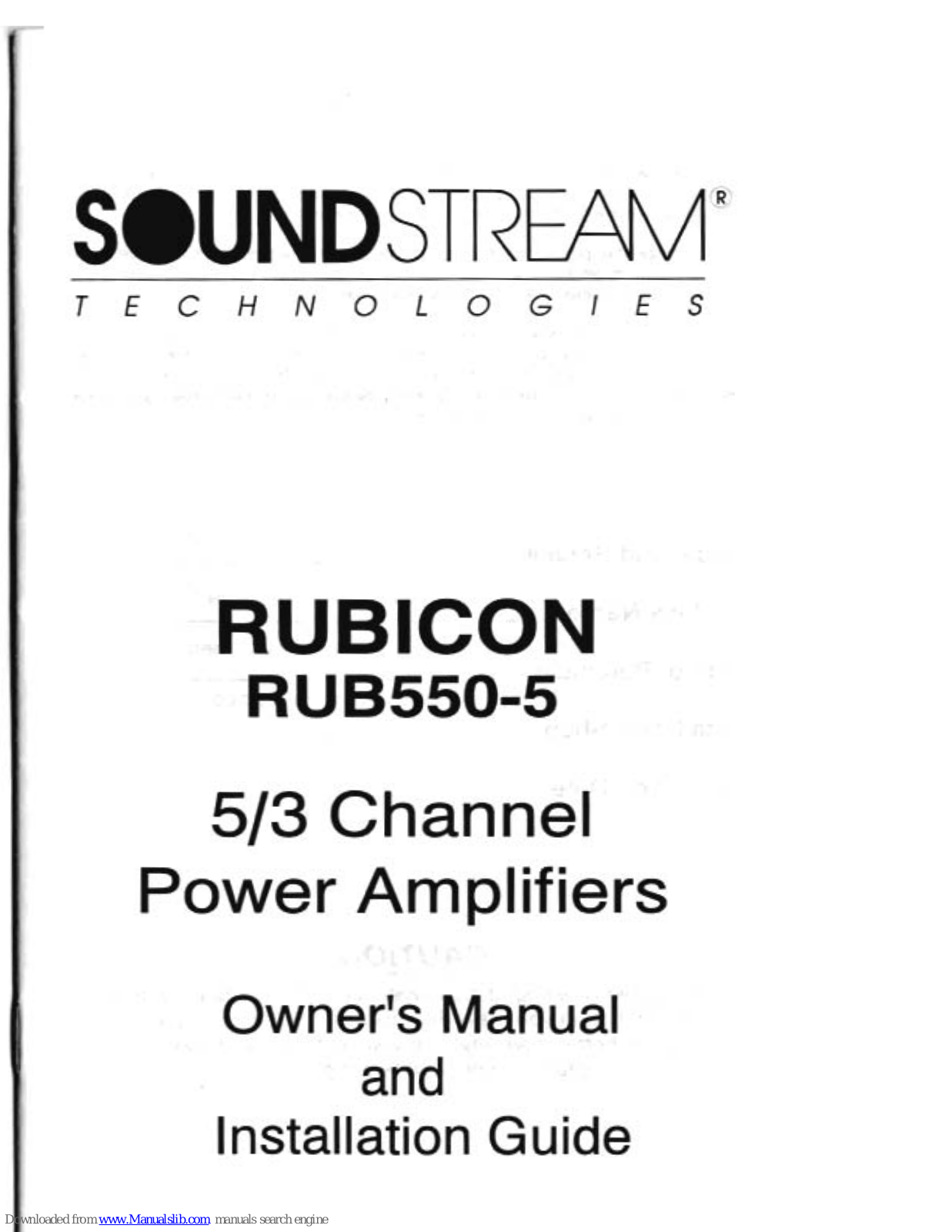 Soundstream Rubicon RUB550-5 User Manual