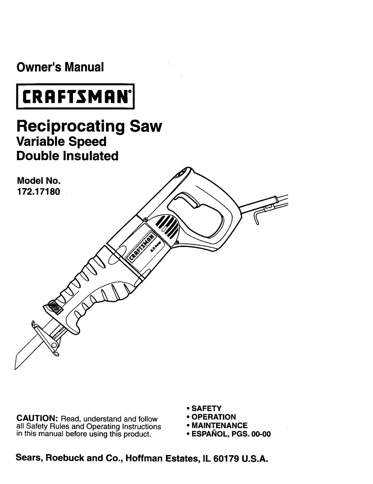 Craftsman 17217180, 172171800 Owner’s Manual
