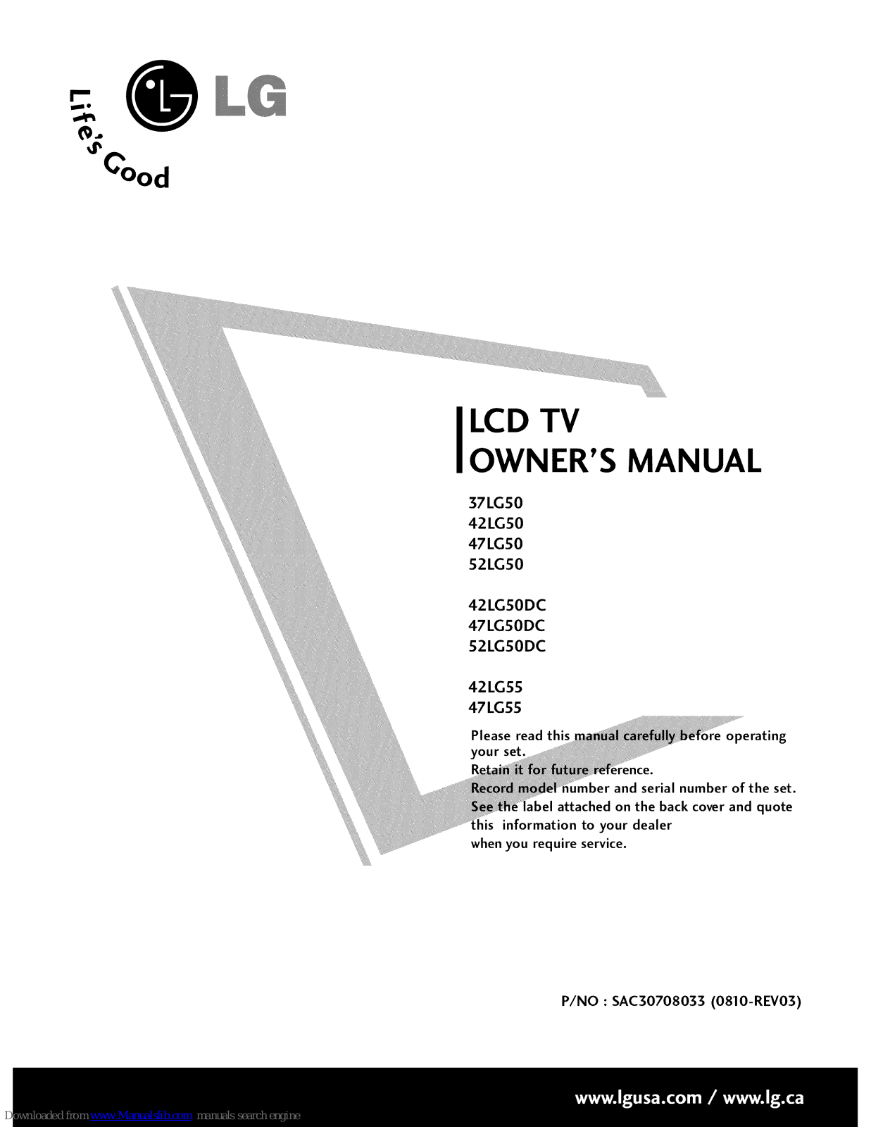 LG 4250DC, 52LG50DC, 42LG55, 47LG50, 47LG50DC Technical Manual - ManualMachine.com