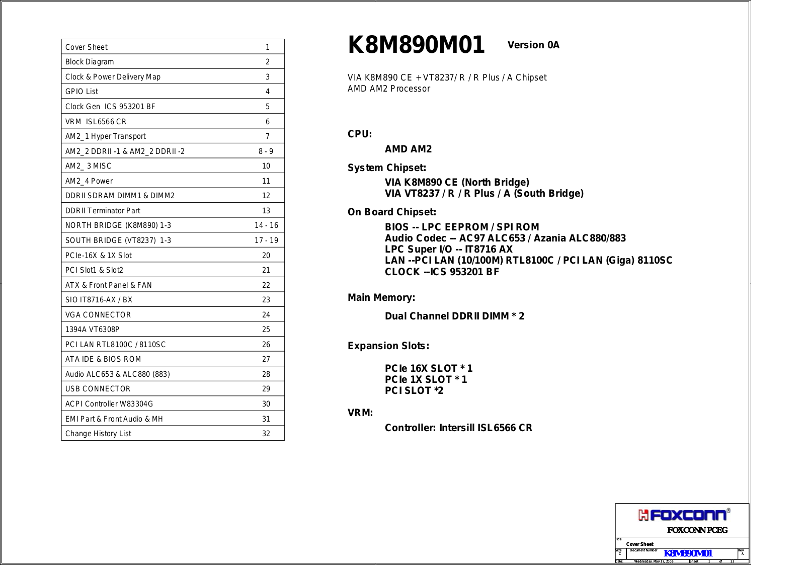 Foxconn K8M890M01 Schematic