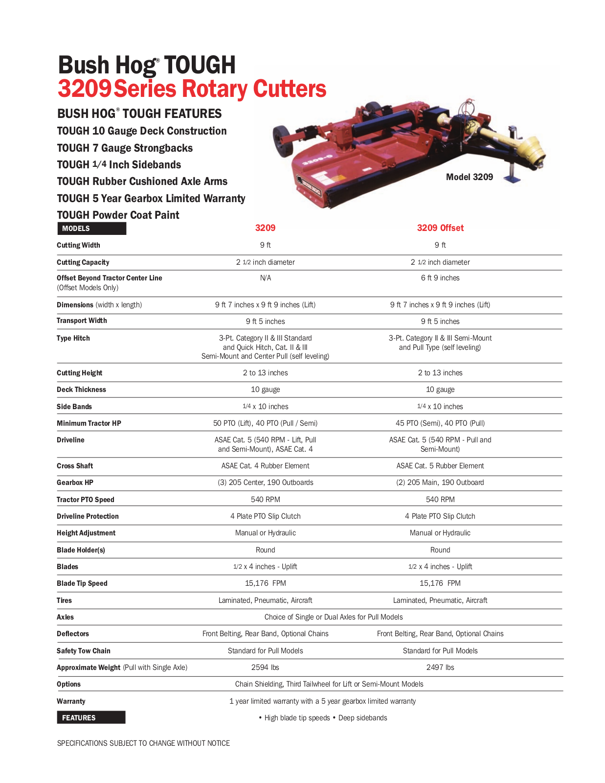 Bush Hog 3209, 3209 Offset User Manual