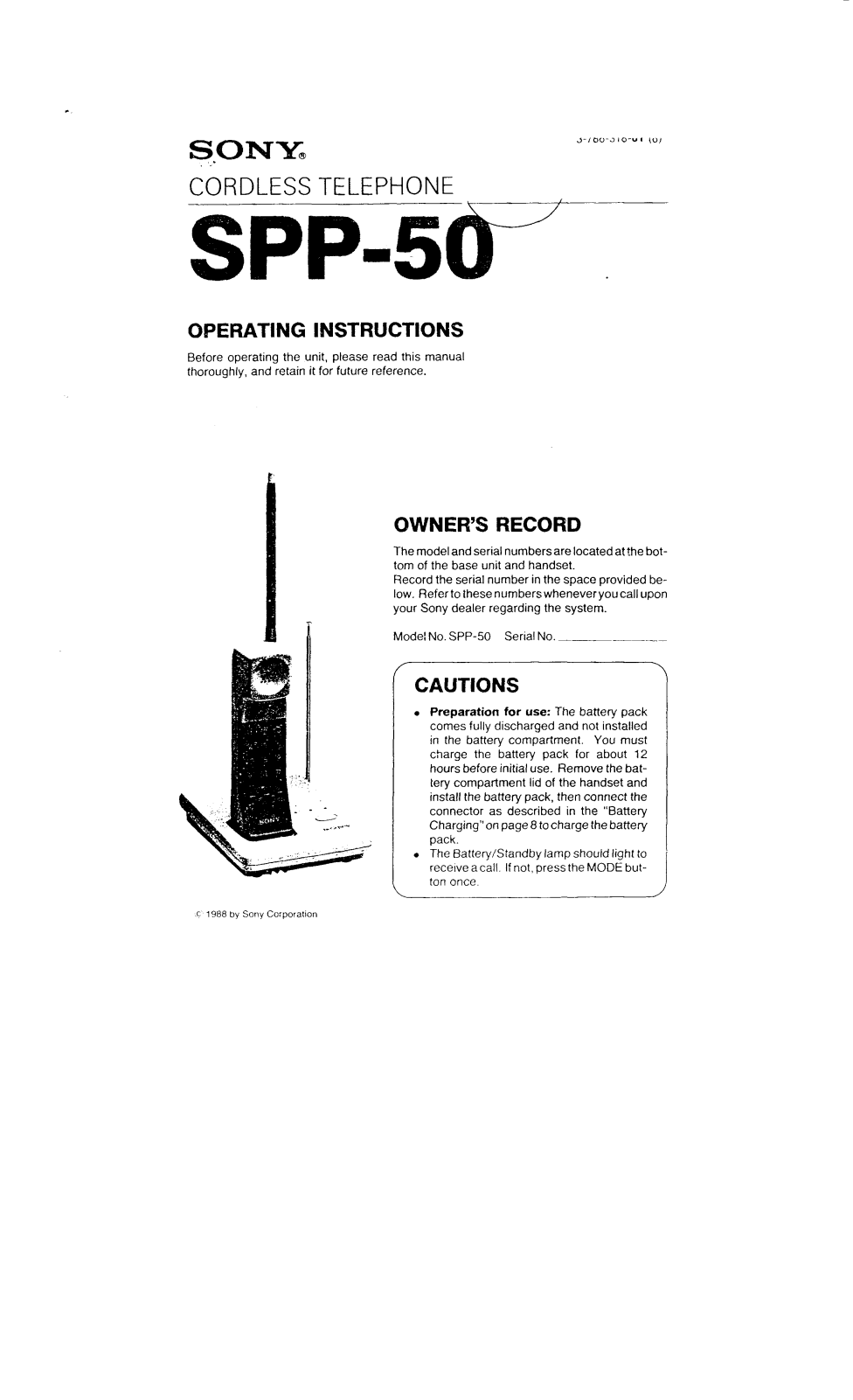 Sony SPP-50 User Manual