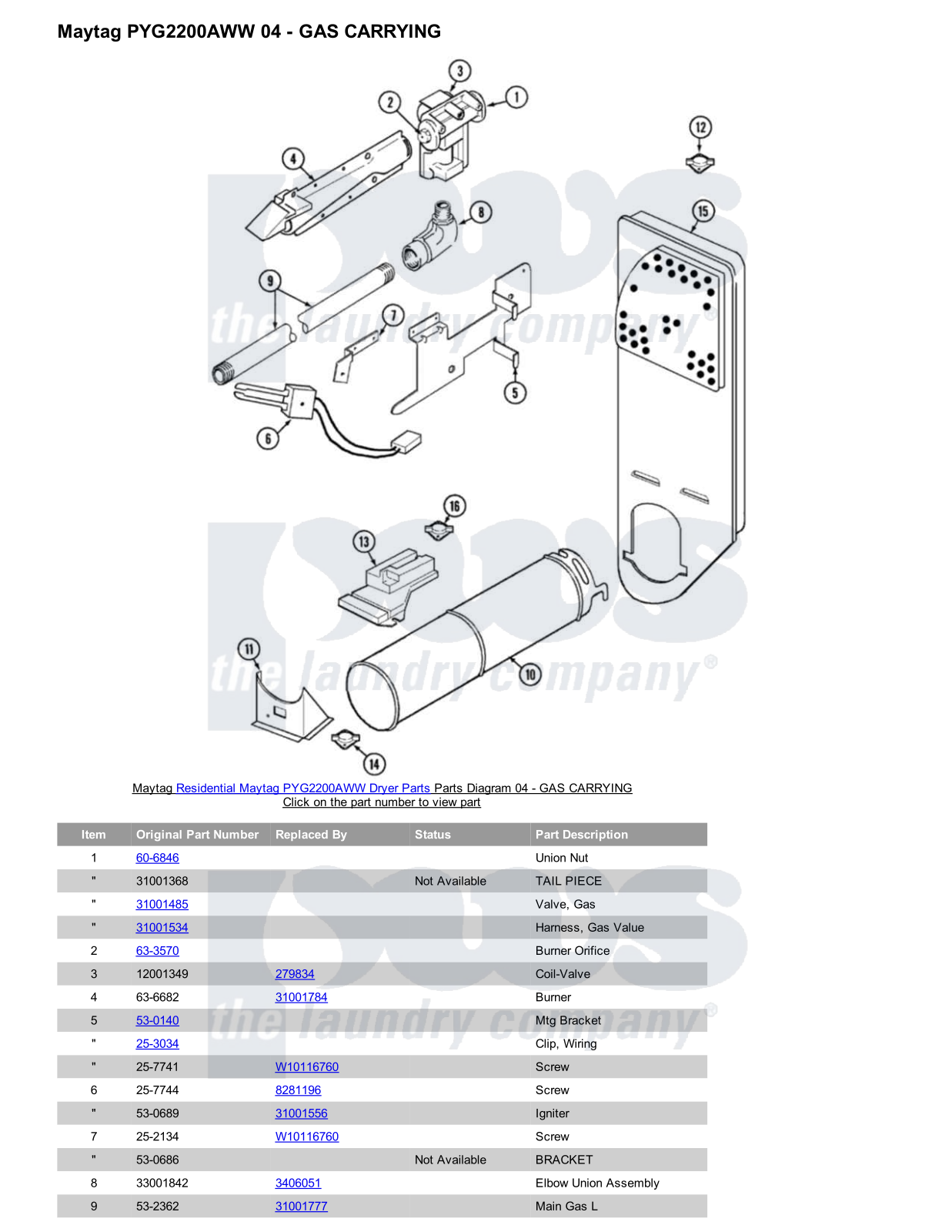 Maytag PYG2200AWW Parts Diagram