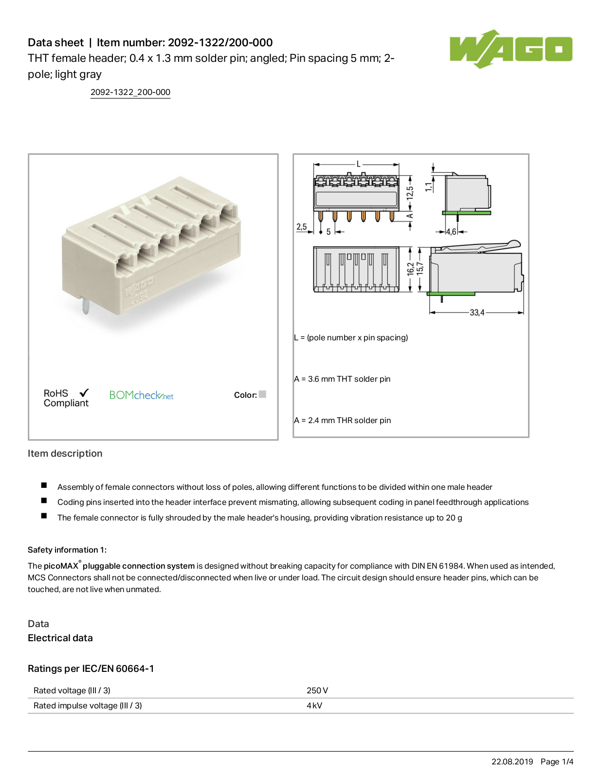 Wago 2092-1322/200-000 Data Sheet