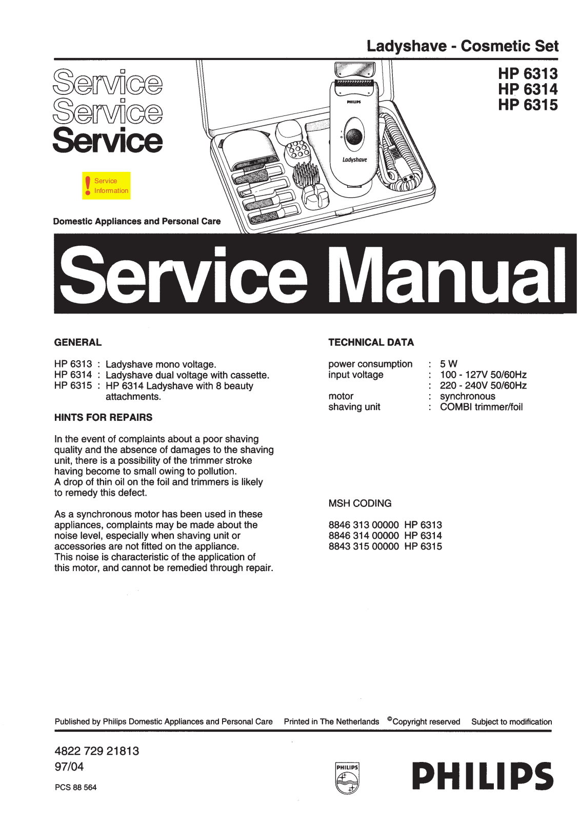 Philips HP6313 Service Manual