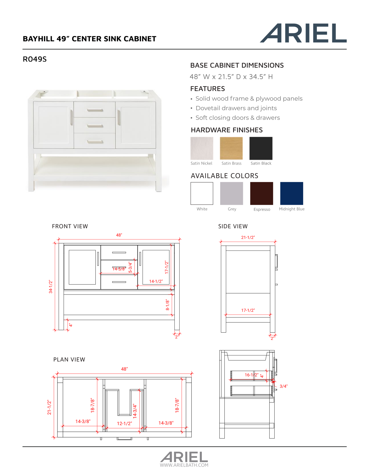 Ariel Bath ZZB10251 Specification - ManualMachine.com