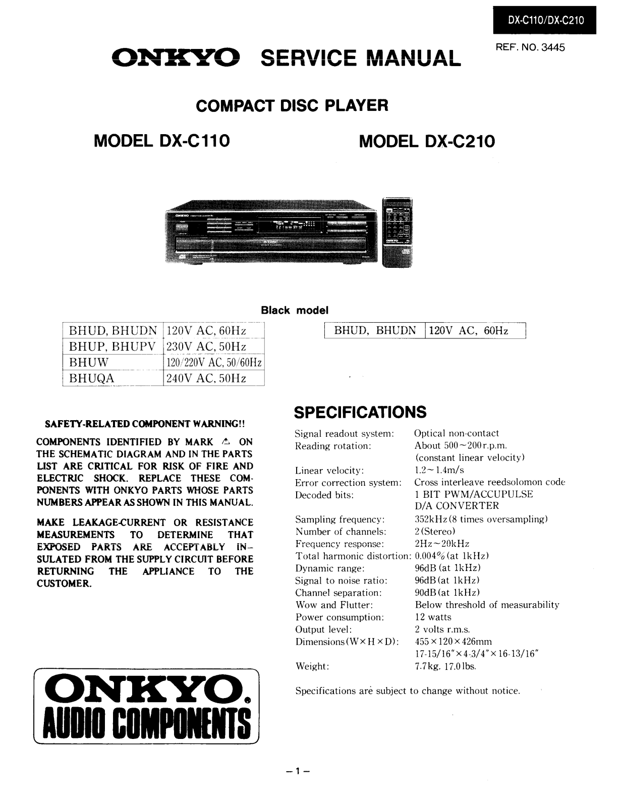 Onkyo DXC-210 Service Manual