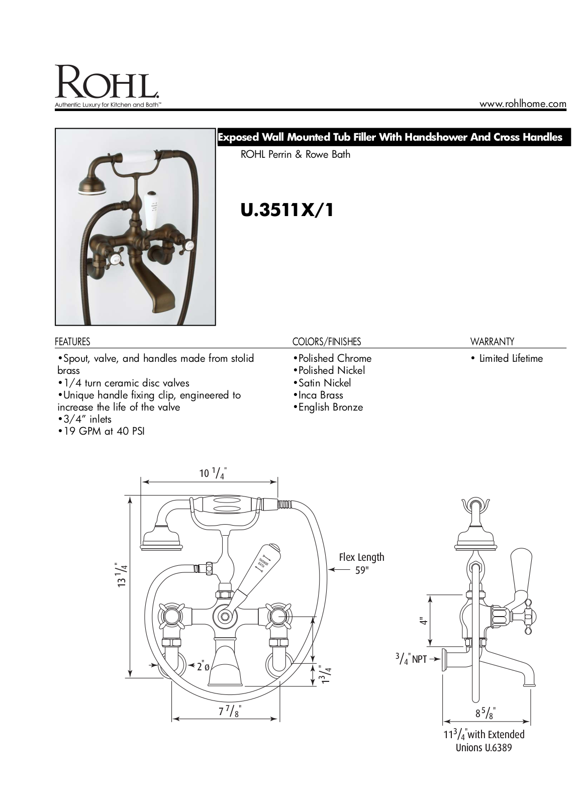 Rohl U3511X1APC User Manual