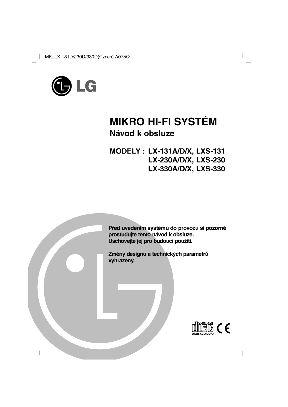 Lg LX-131D, LX-131A, LX-131X, LXS-131, LX-230A user Manual