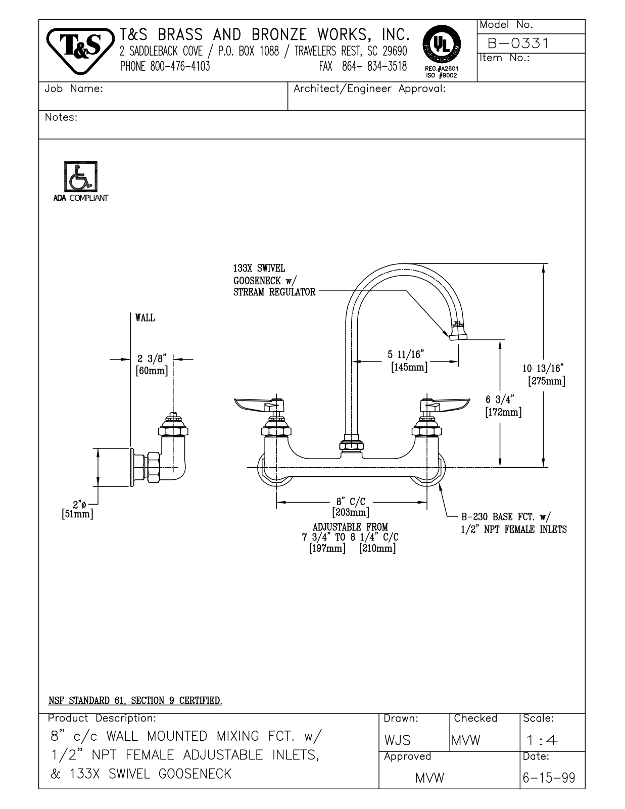 T & S Brass & Bronze Works B-0331 General Manual