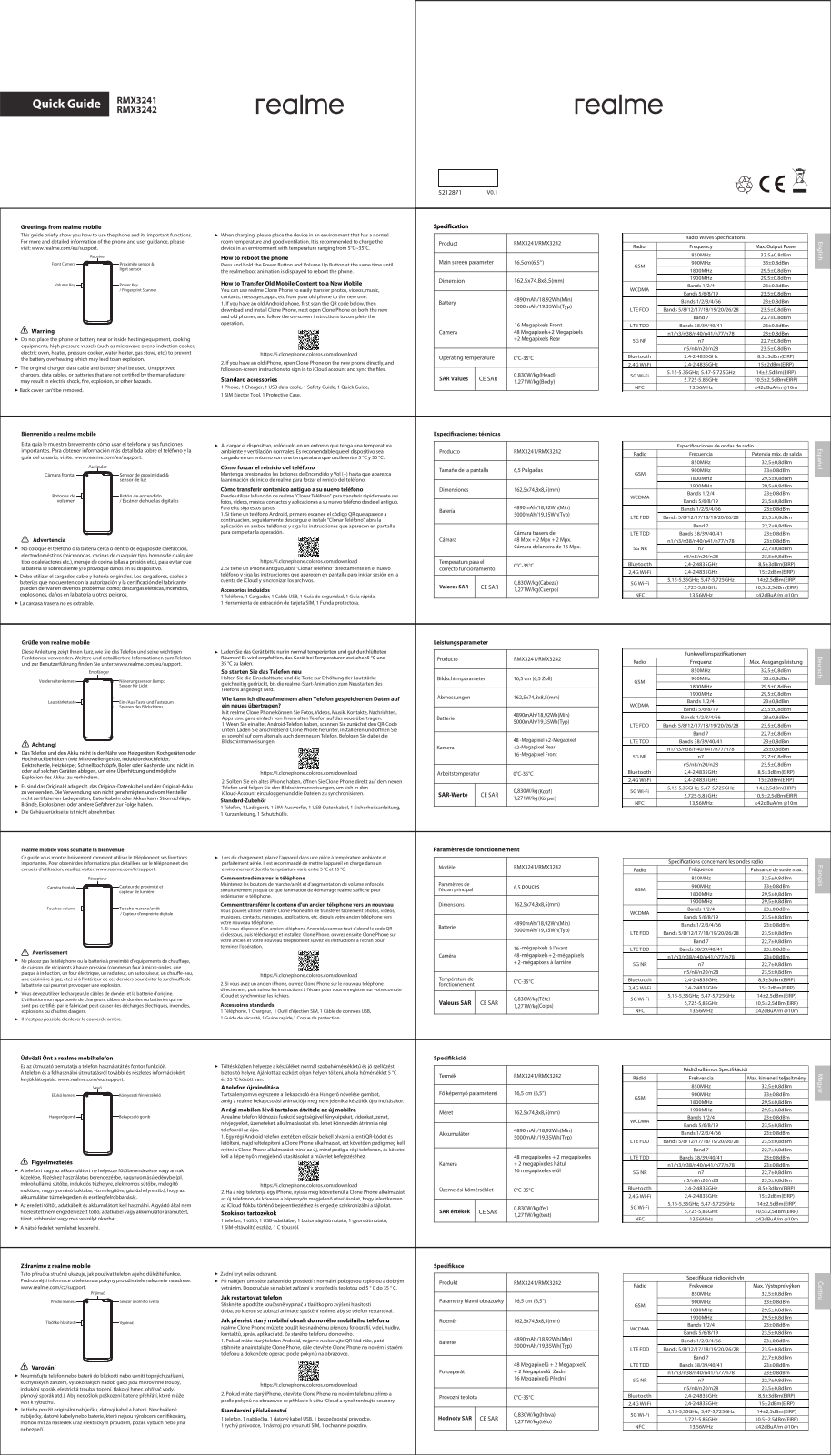 Realme RMX3241, RMX3242 Quick Guide