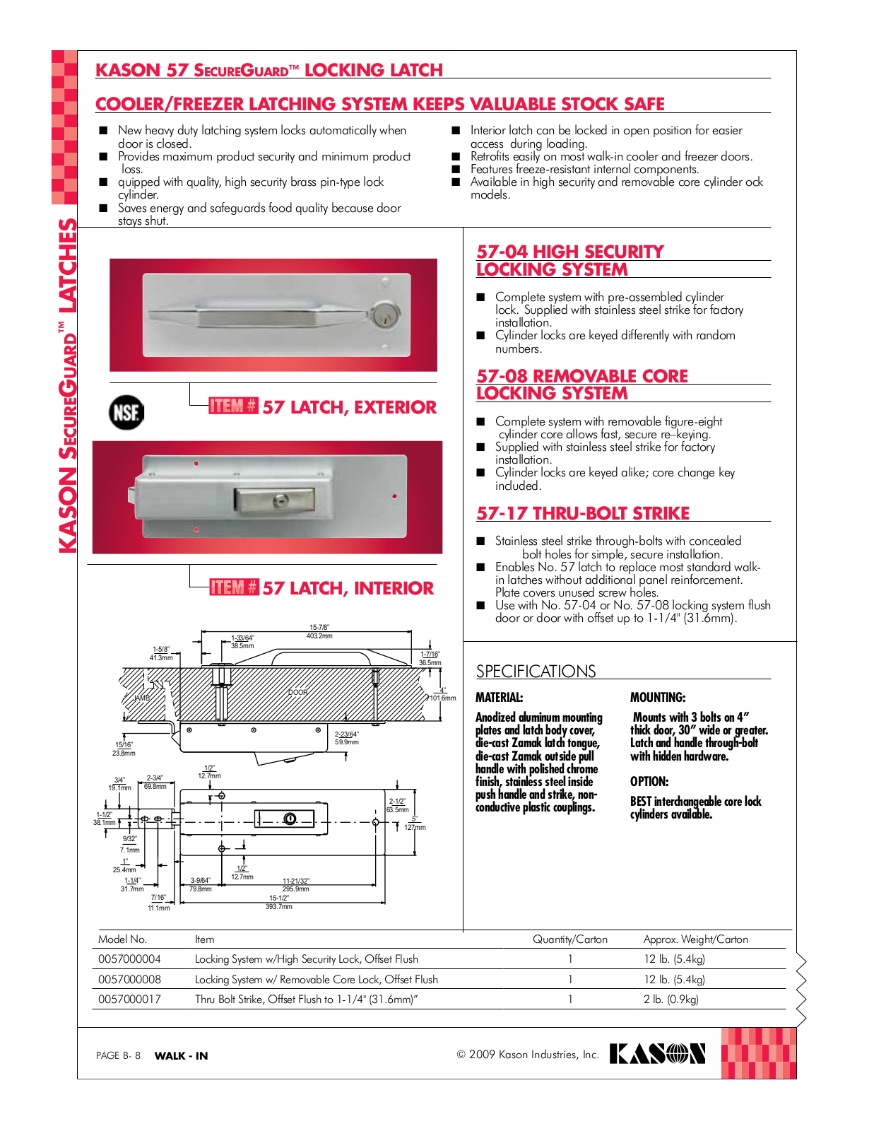 Kason 0057000004, 57, 0057000008, 0057000017 User Manual