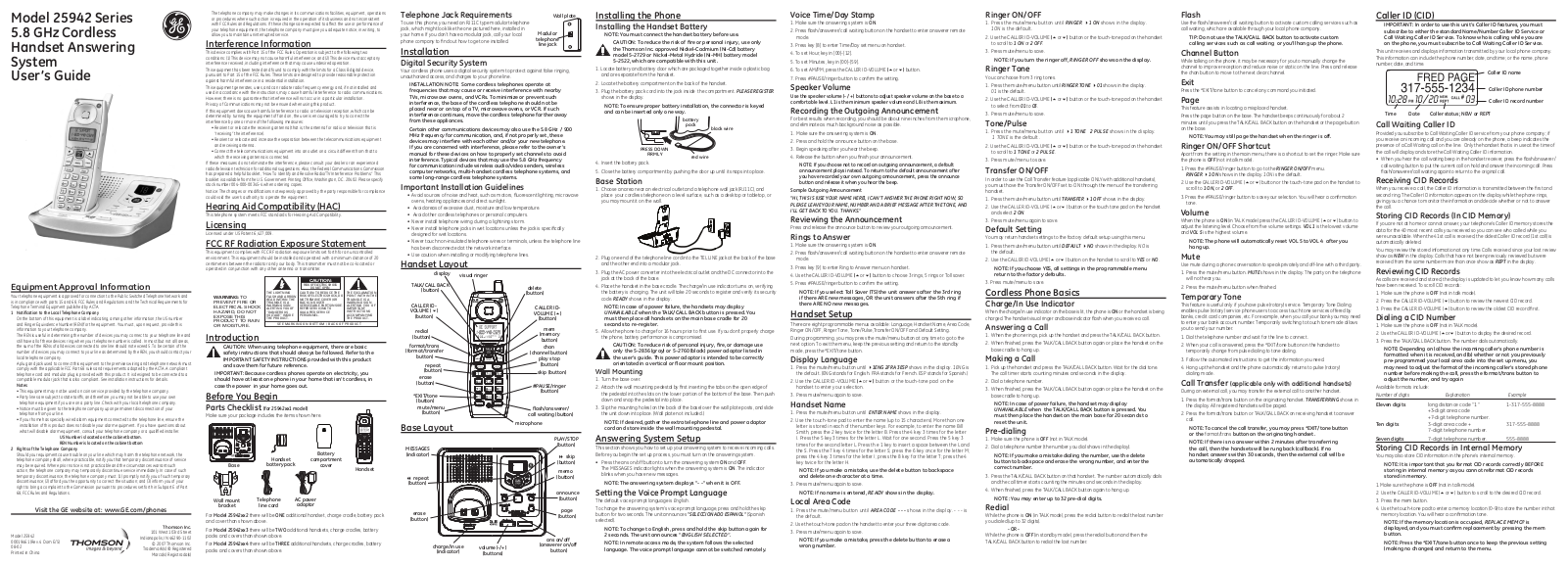 Thomson 25942GE3 Instruction