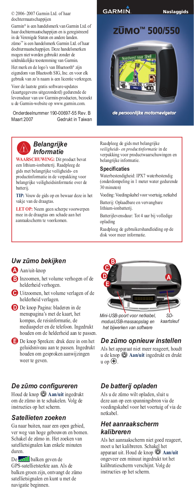 Garmin zūmo 550 reference guide