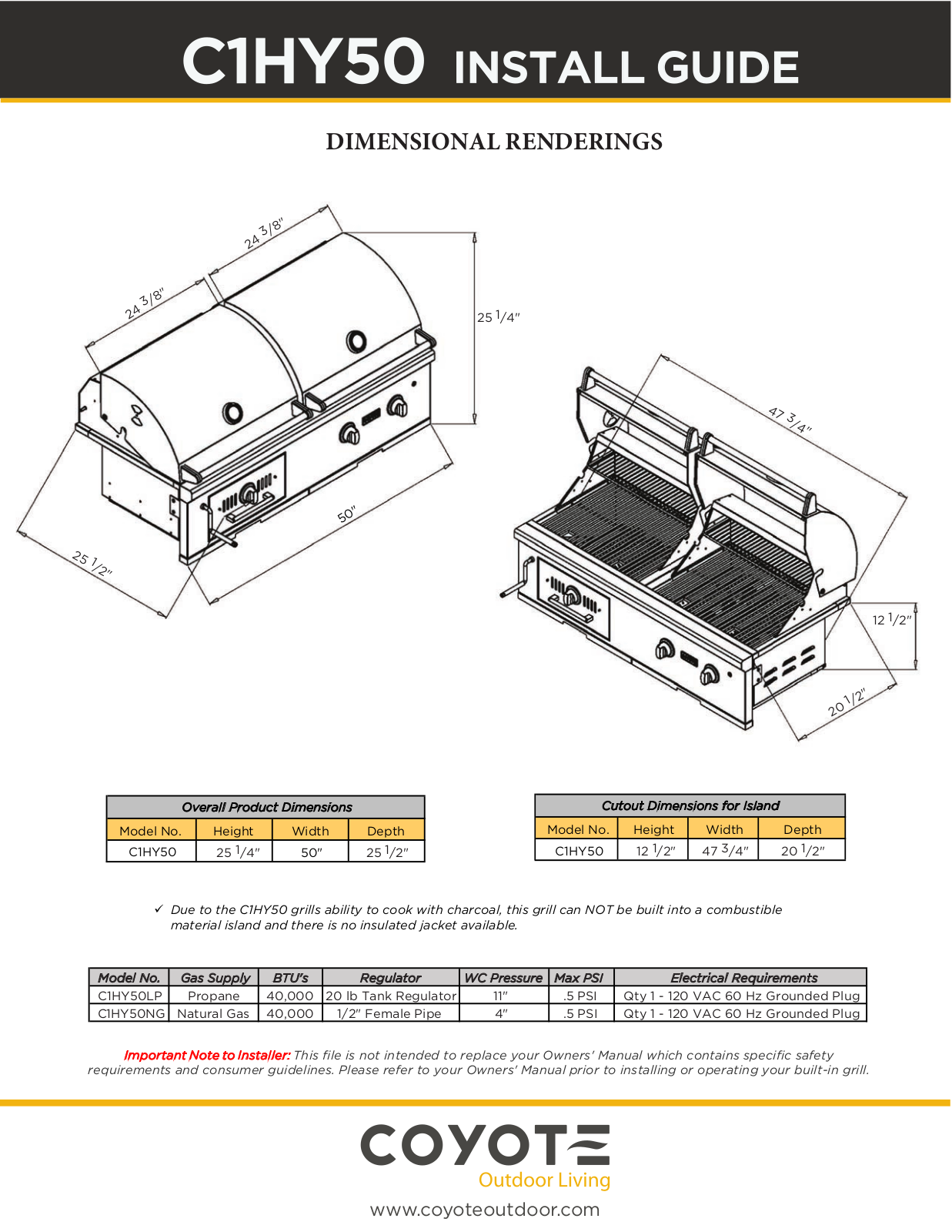 Coyote C1HY50NG, C1HY50LP Installation Guide