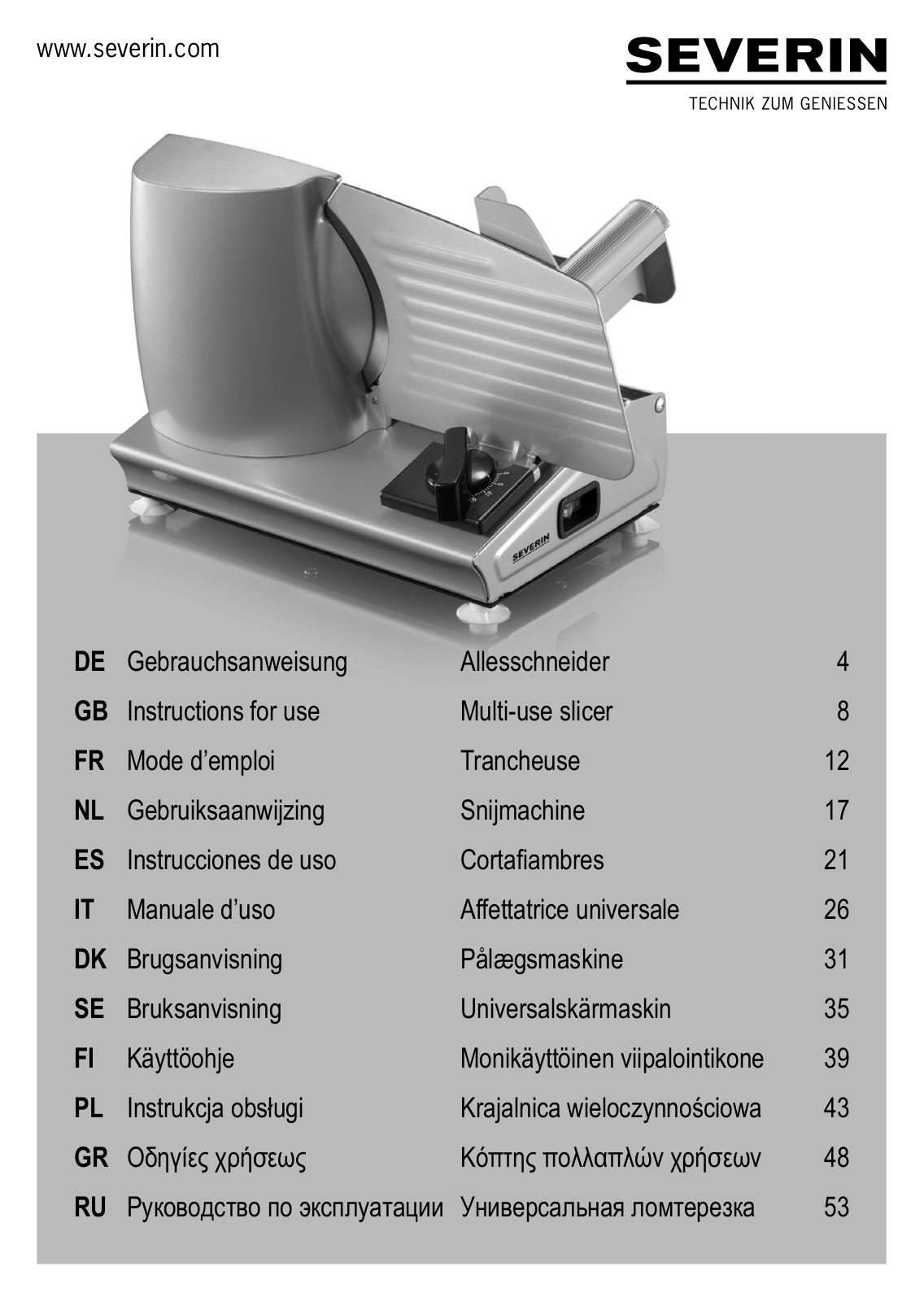 Severin AS 3915 operation manual