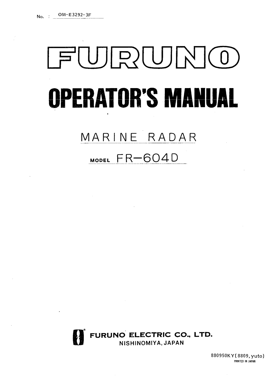 Furuno FR-604D User Manual