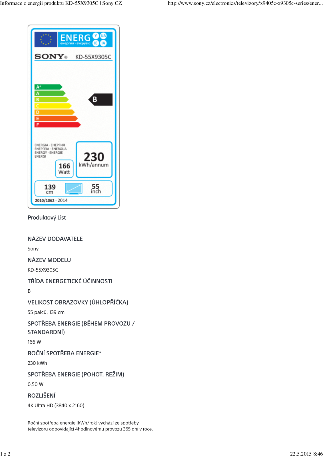 Sony KD-55X9305 User Manual