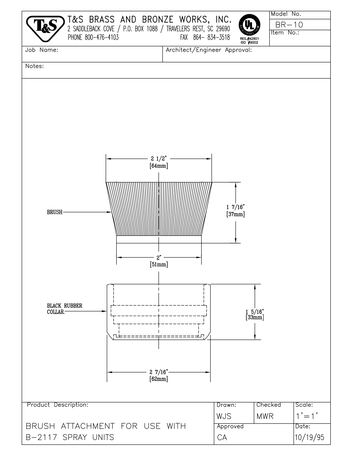 T & S Brass & Bronze Works BR-10 General Manual