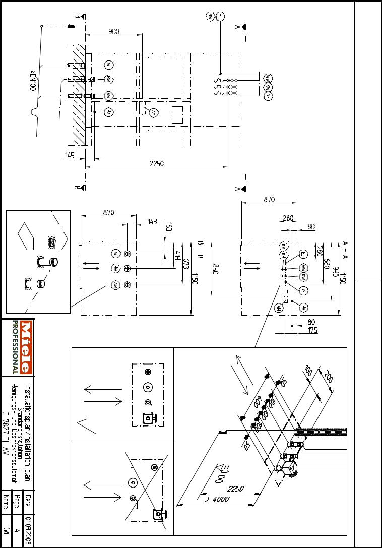 Miele G 7827 EL AV Installation diagram