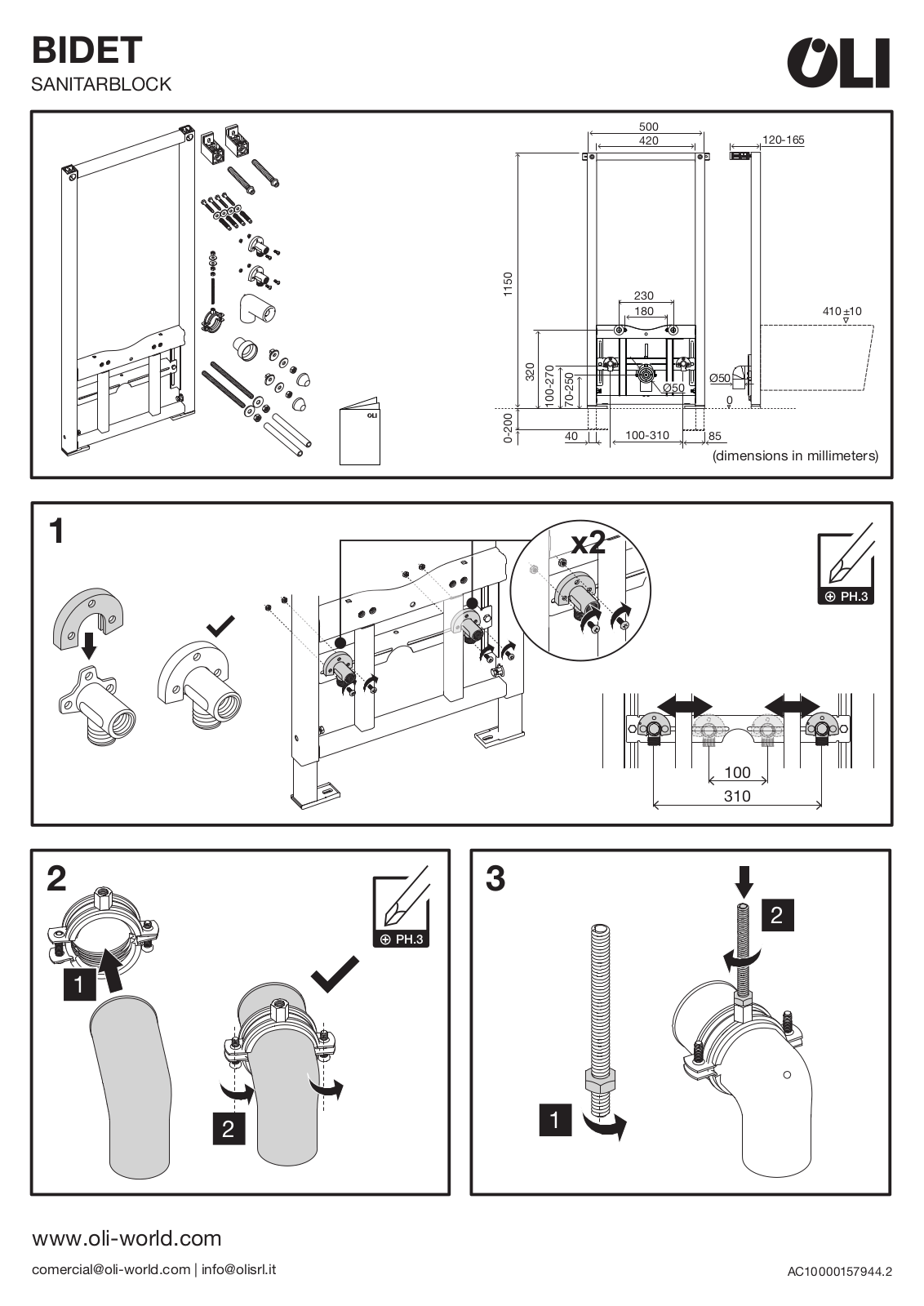 OLI BIDET Sanitarblock Installation guide