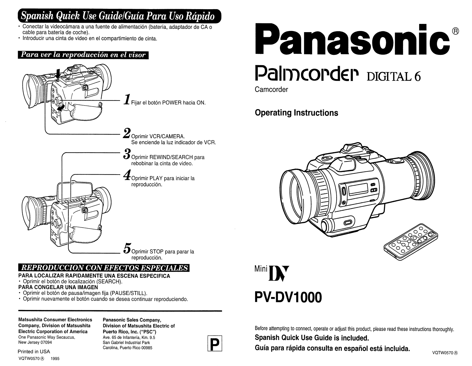 Panasonic PV-DV1000 Operation Manual