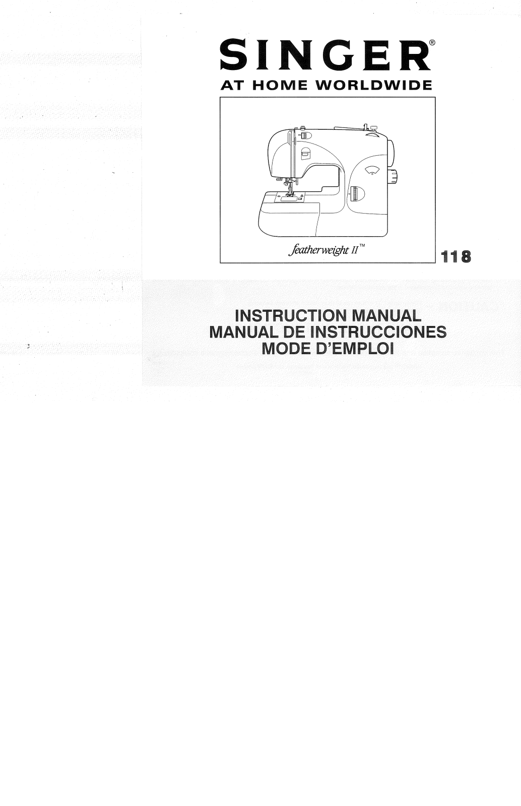 Singer FEATHERWEIGHT II 118 Instruction Manual