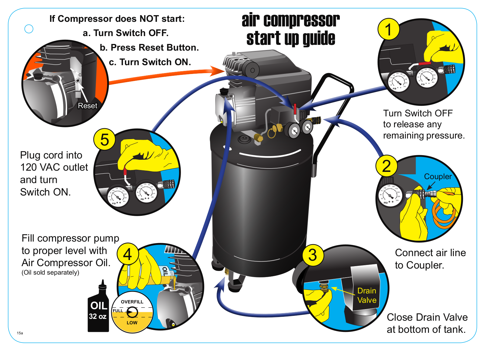 Harbor Freight Tools Vertical Air Compressor Quick Start Guide