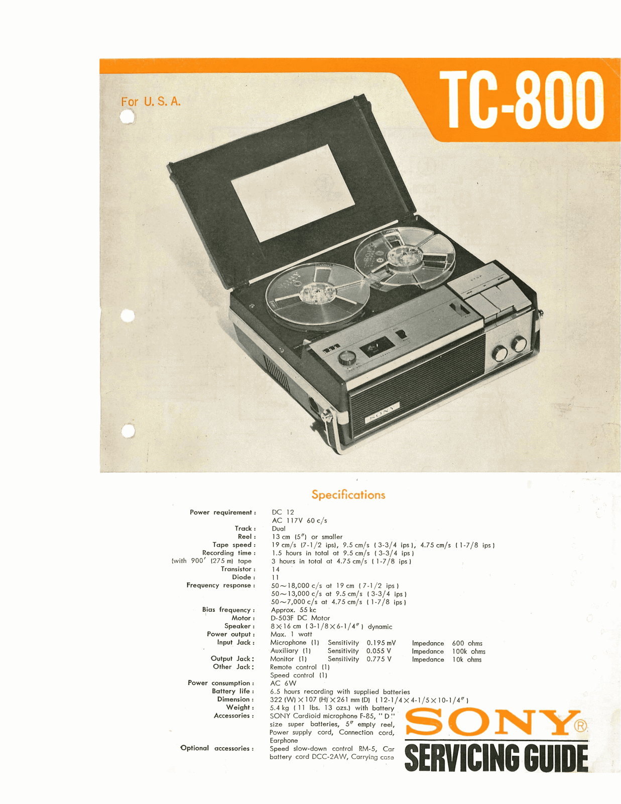 Sony TC-800 Service manual